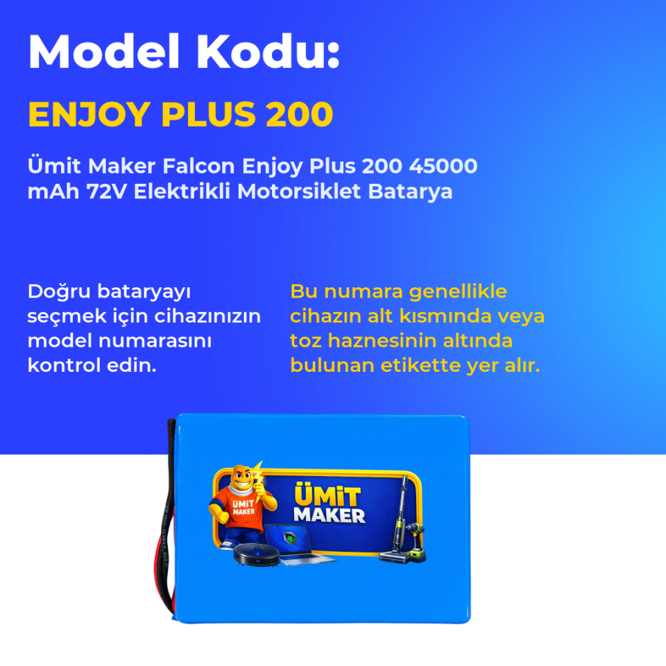 Falcon Enjoy Plus 200 45000 mAh 72V Elektrikli Motorsiklet Batarya