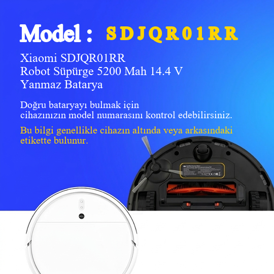 Xiaomi SDJQR01RR Robot Süpürge 5200 mAh 14.4 V Yanmaz Batarya