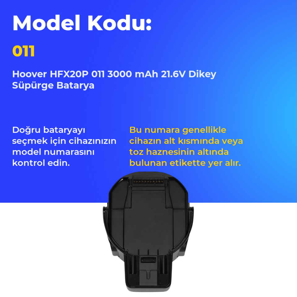 Hoover HFX20P 011 3000 mAh 21.6V Dikey Süpürge Batarya