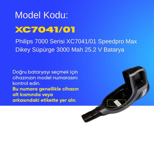 Philips 7000 Serisi XC7041/01 Speedpro Max Dikey Süpürge 3000 Mah 25.2 V Batarya – Orjinal Uyumlu Uzun Ömürlü, Yüksek Performans Pil