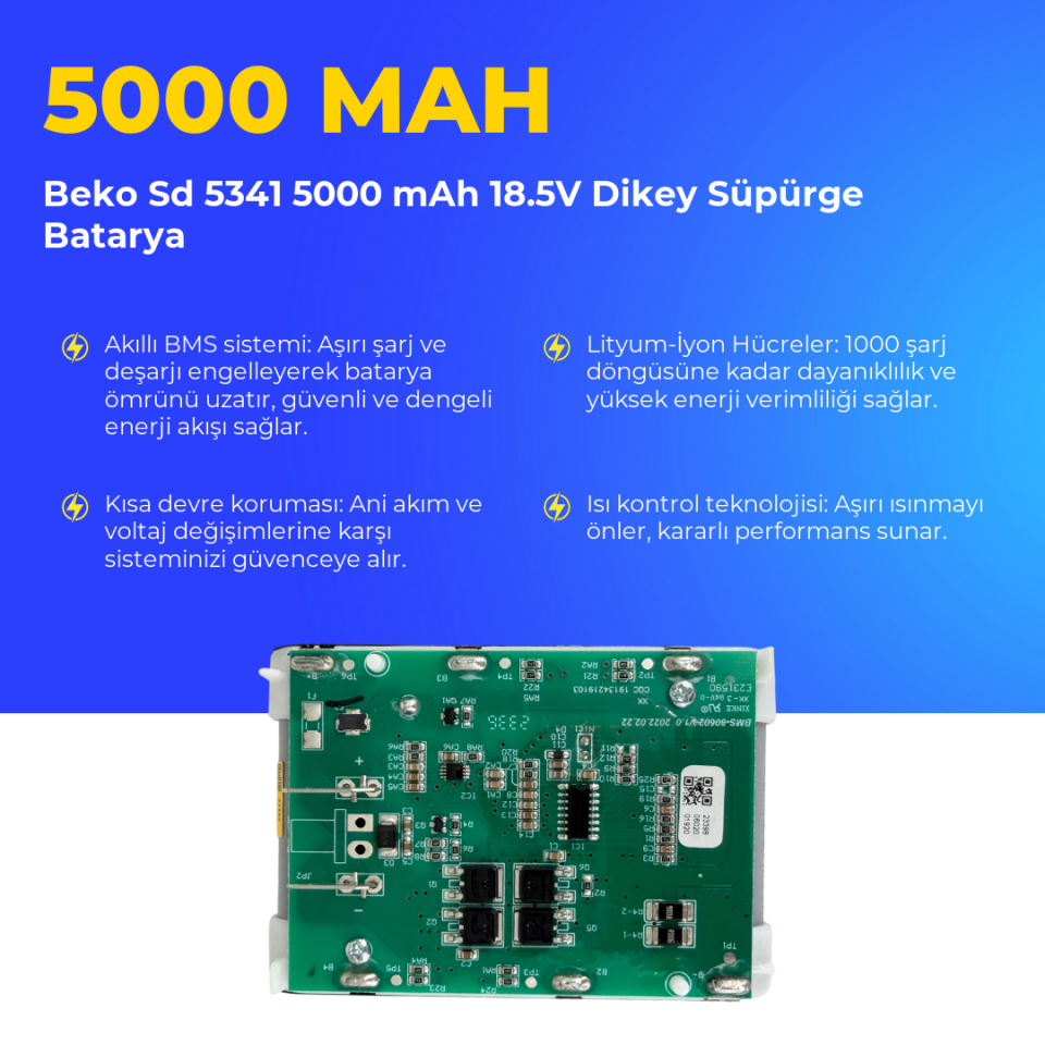 Beko Sd 5341 5000 mAh 18.5V Dikey Süpürge Batarya