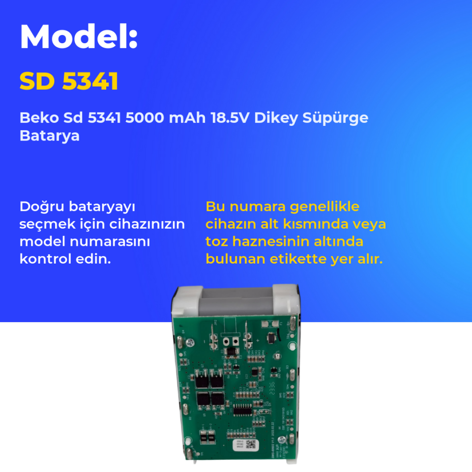 Beko Sd 5341 5000 mAh 18.5V Dikey Süpürge Batarya