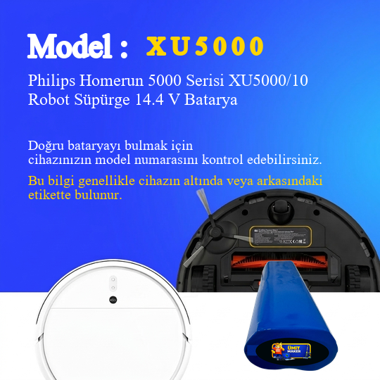 Philips Homerun 5000 Serisi XU5000/10 Robot Süpürge 3500 mAh Batarya