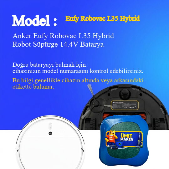 Anker Eufy Robovac L35 Hybrid Robot Süpürge 3500 mAh 14.4V Batarya