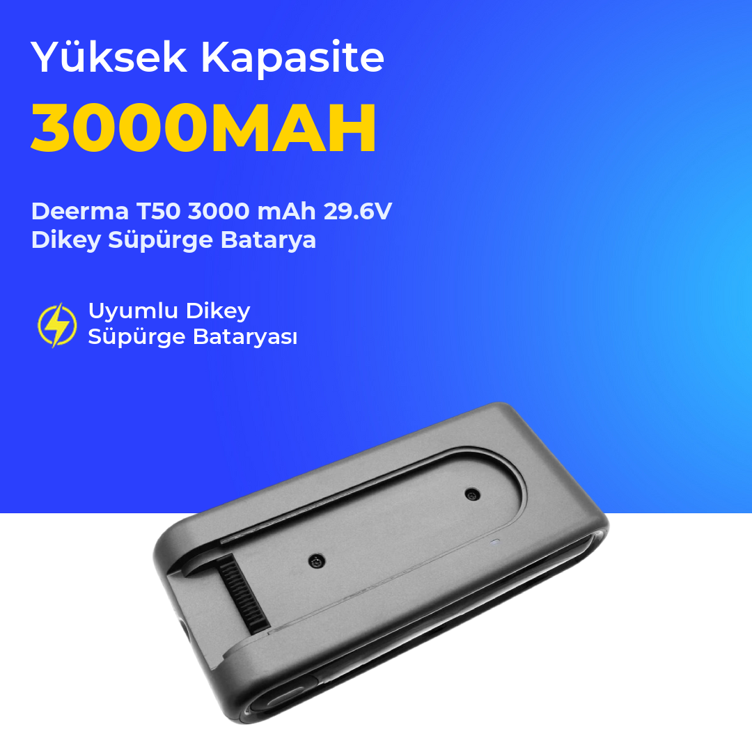 Deerma T50 3000 mAh 29.6V Dikey Süpürge Batarya