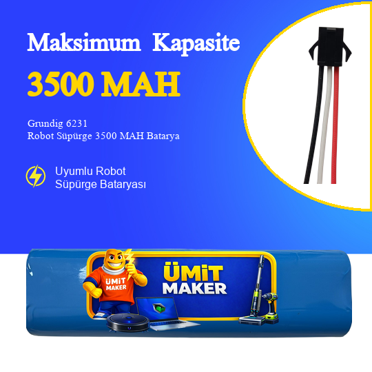 Grundig 6231 Robot Süpürge 3500 MAH Batarya – Maksimum Güç, En Uzun Süreli Temizlik