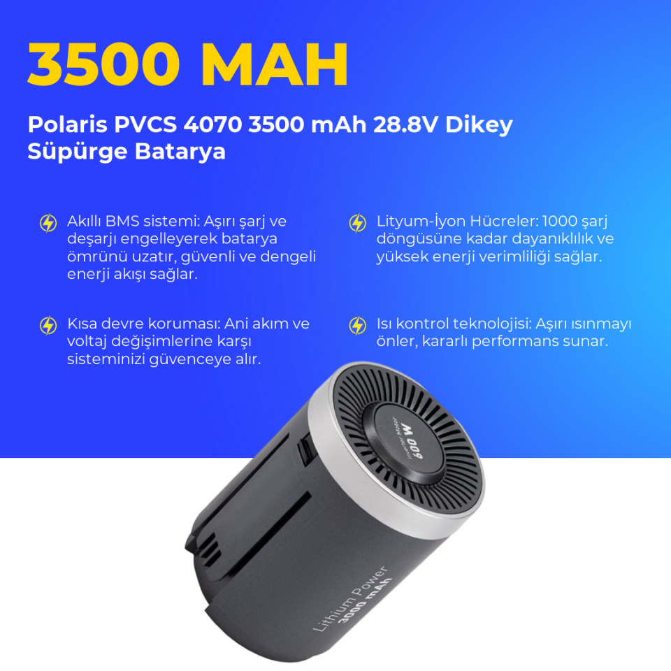 Polaris PVCS 4070 3500 mAh 28.8V Dikey Süpürge Batarya