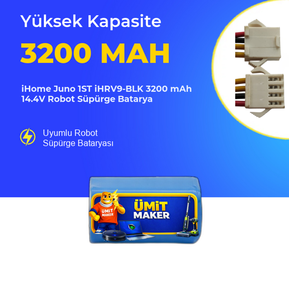 iHome Juno 1ST iHRV9-BLK 3200 mAh 14.4V Robot Süpürge Batarya