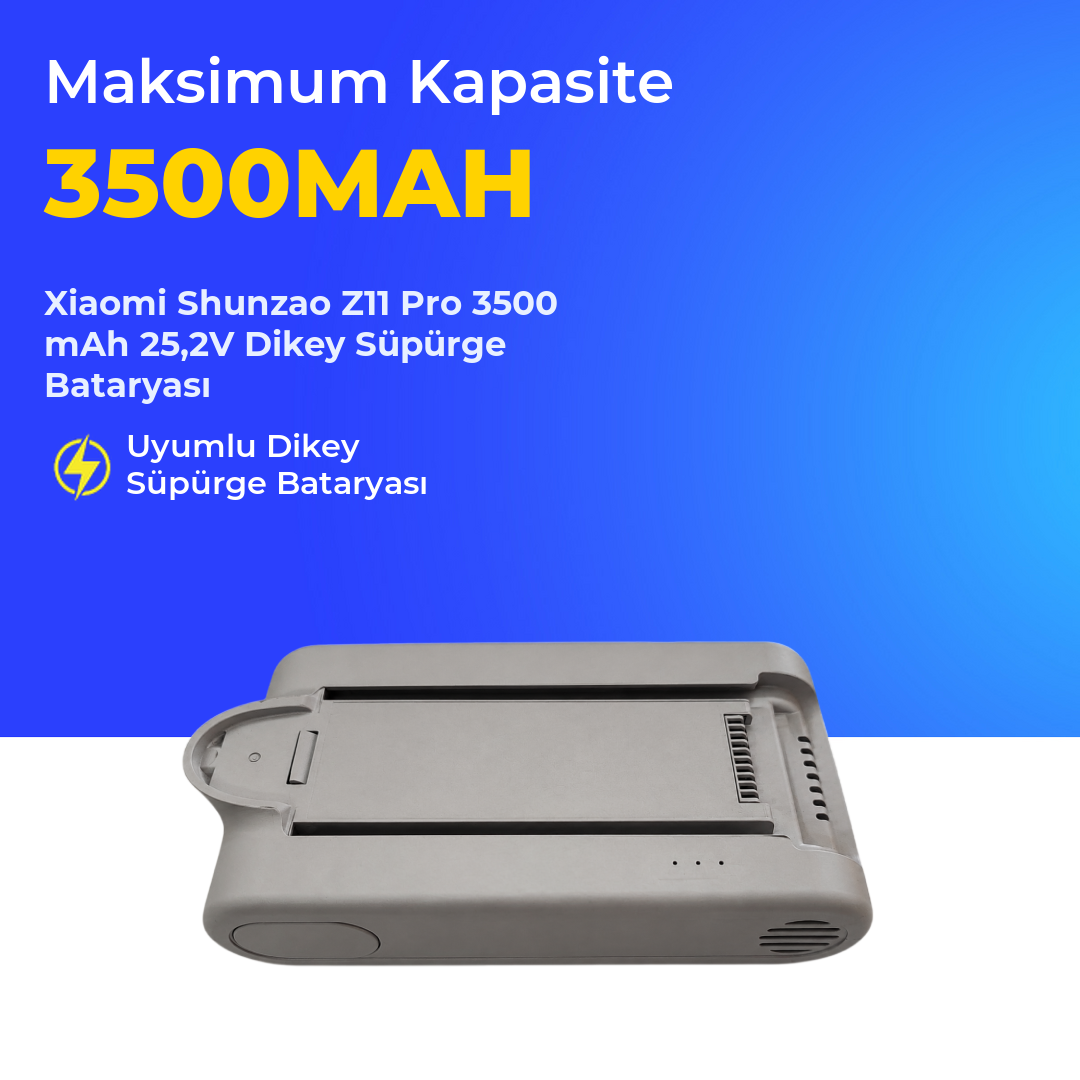 Xiaomi Shunzao Z11 Pro 3500 mAh 25,2V Dikey Süpürge Bataryası