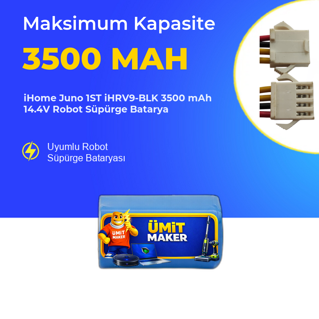 iHome Juno 1ST iHRV9-BLK 3500 mAh 14.4V Robot Süpürge Batarya