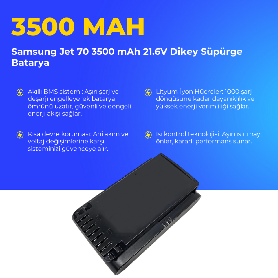 Samsung Jet 70 3500 mAh 21.6V Dikey Süpürge Batarya