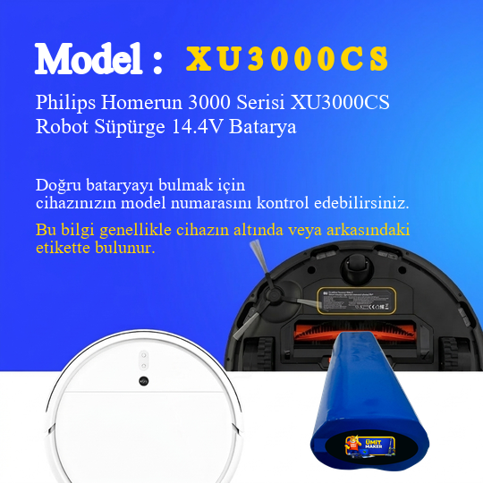 Philips Homerun 3000 Serisi XU3000CS Robot Süpürge 3200 mAh Batarya