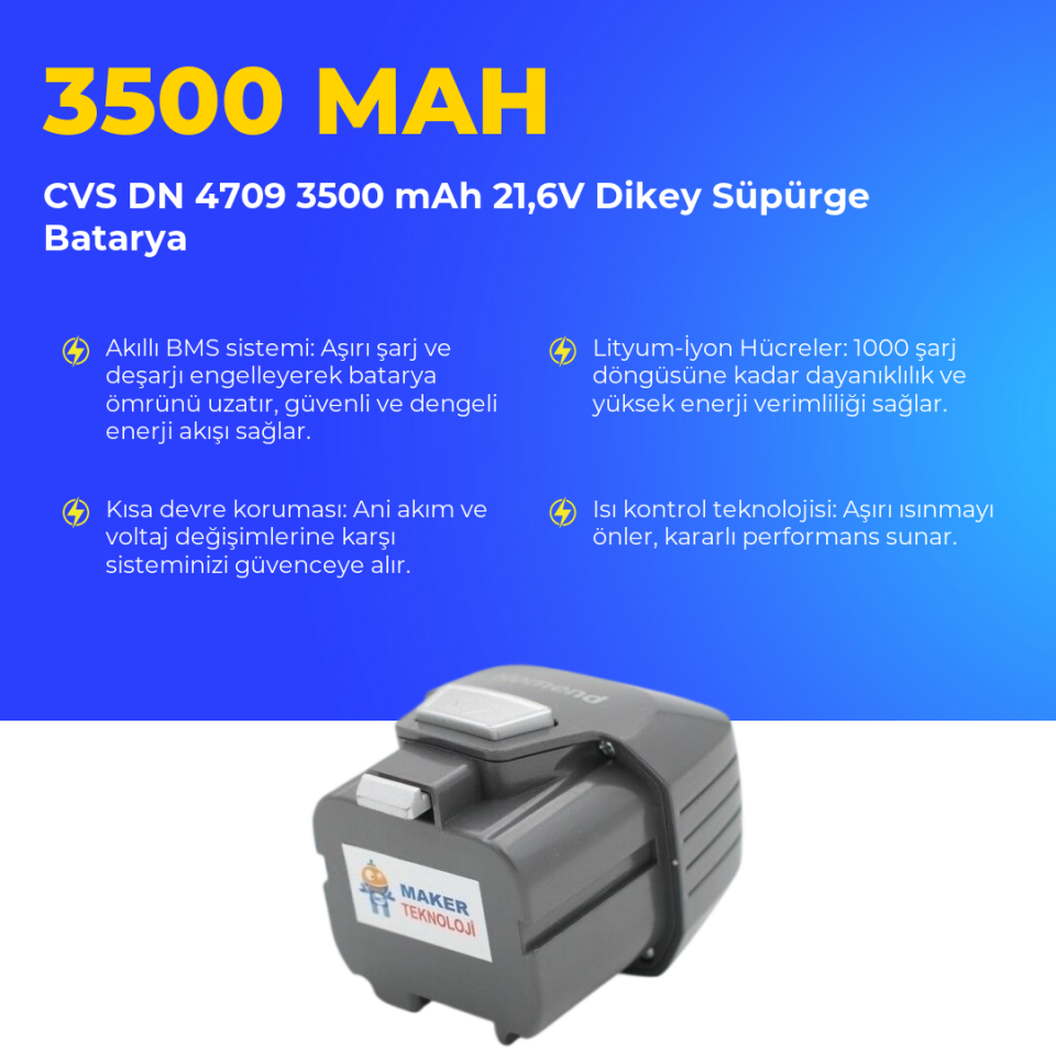 CVS DN 4709 3500 mAh 21,6V Dikey Süpürge Batarya