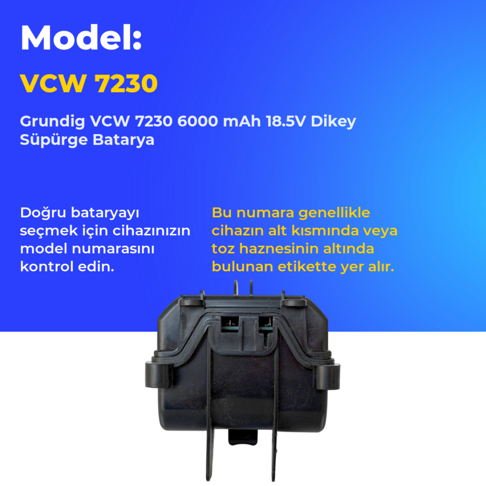 Grundig VCW 7230 6000 mAh 18.5V Dikey Süpürge Batarya