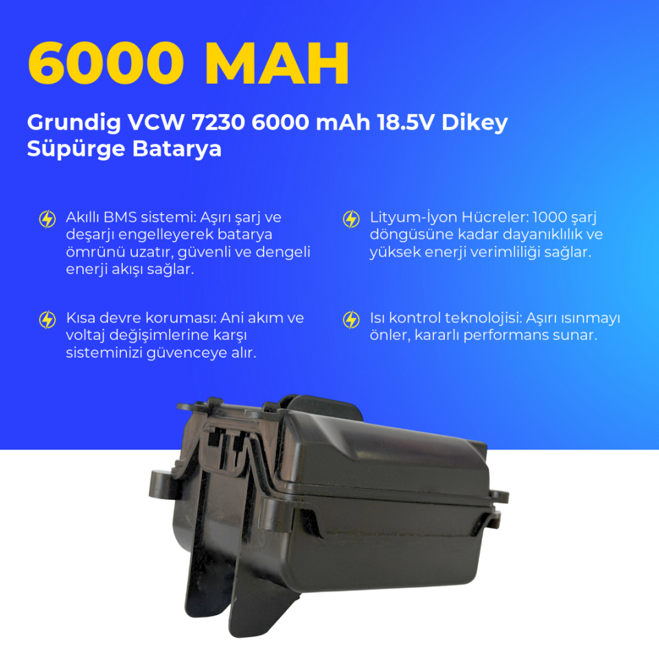 Grundig VCW 7230 6000 mAh 18.5V Dikey Süpürge Batarya