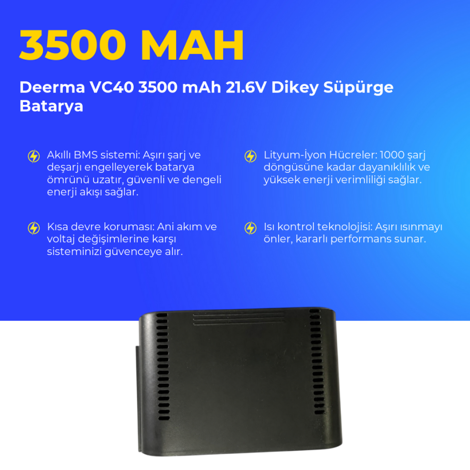 Deerma VC40 3500 mAh 21.6V Dikey Süpürge Batarya