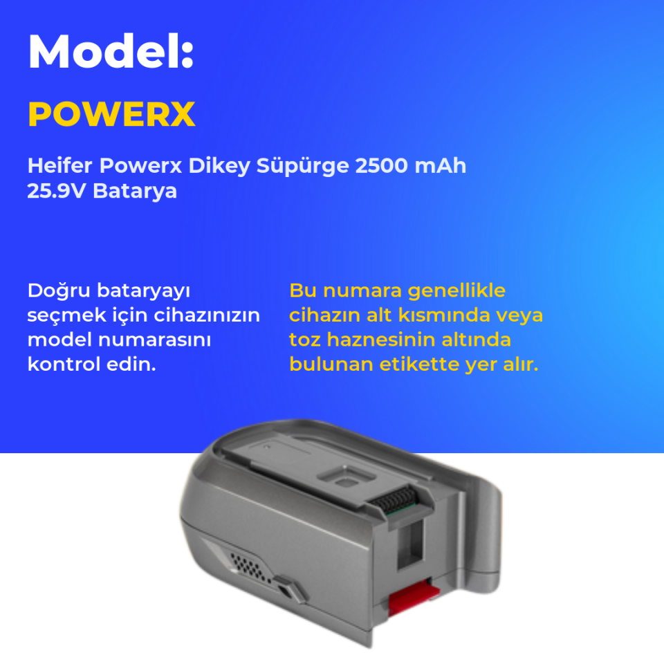 Heifer Powerx Dikey Süpürge 2500 mAh 25.9V Batarya