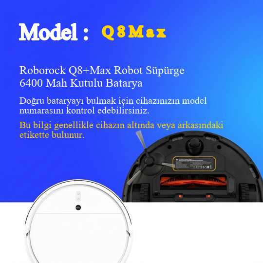 Roborock Q8+Max Robot Süpürge 6400 Mah Kutulu Batarya
