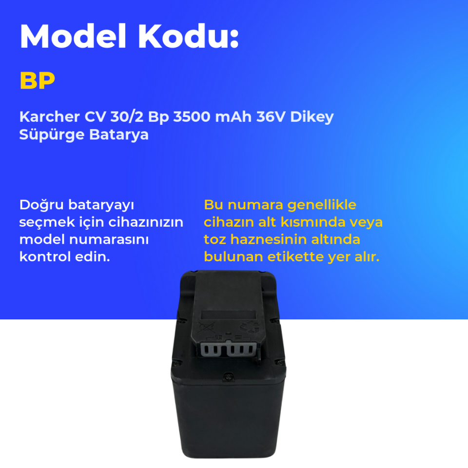 Karcher CV 30/2 Bp 3500 mAh 36V Dikey Süpürge Batarya