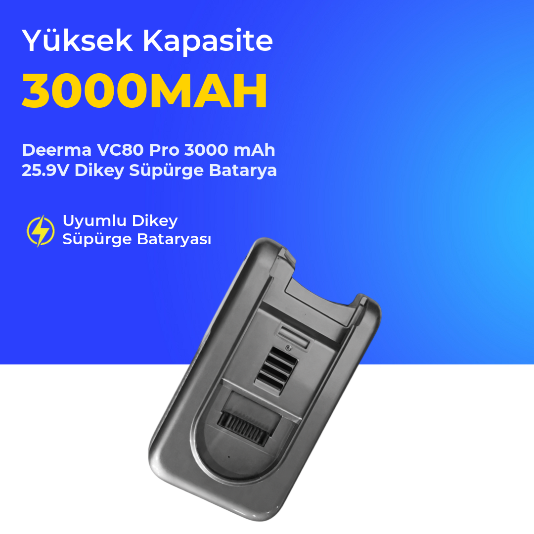 Deerma VC80 Pro 3000 mAh 25.9V Dikey Süpürge Batarya