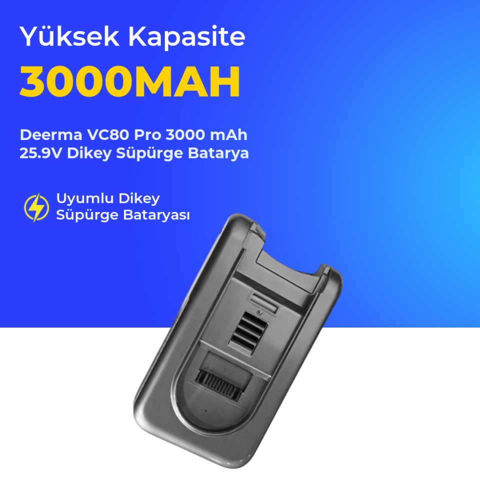 Deerma VC80 Pro 3000 mAh 25.9V Dikey Süpürge Batarya