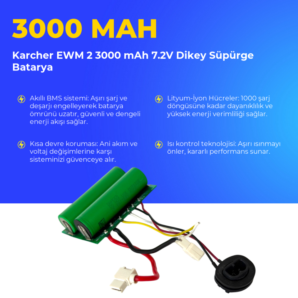 Karcher EWM 2 3000 mAh 7.2V Dikey Süpürge Batarya