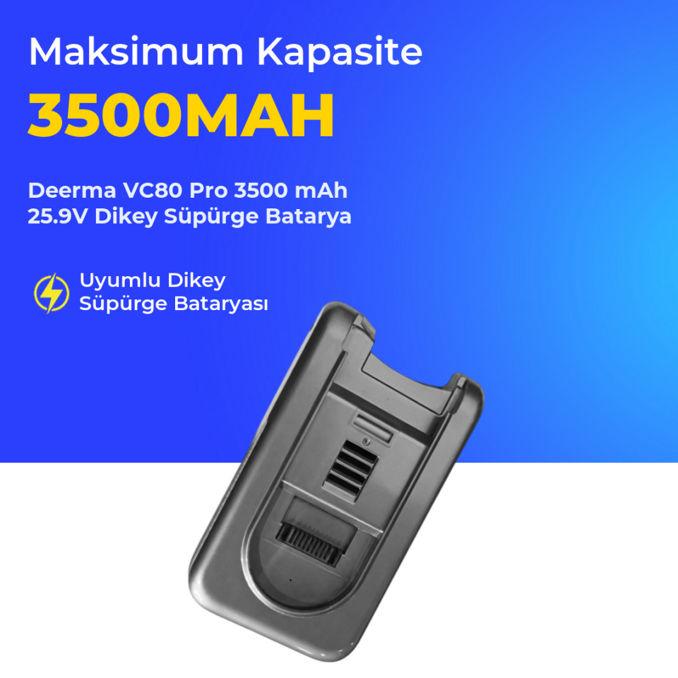 Deerma VC80 Pro 3500 mAh 25.9V Dikey Süpürge Batarya