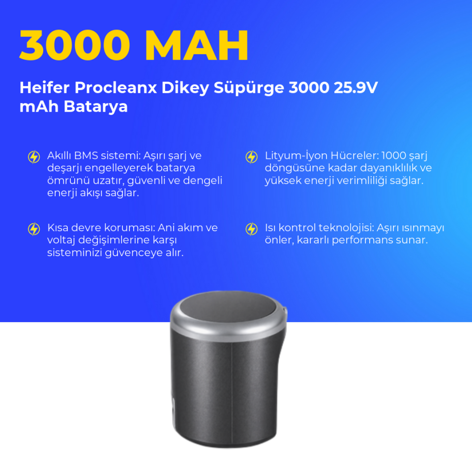 Heifer Procleanx Dikey Süpürge 3000 mAh Batarya