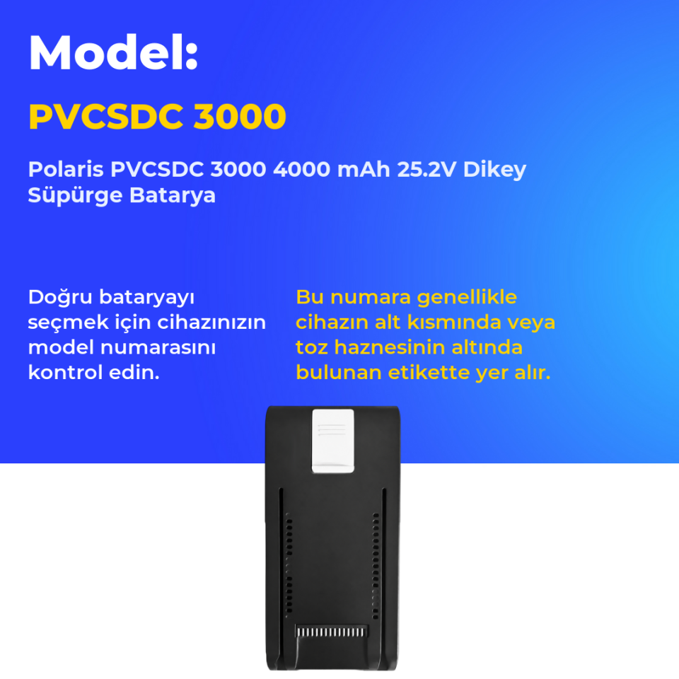 Polaris PVCSDC 3000 4000 mAh 25.2V Dikey Süpürge Batarya