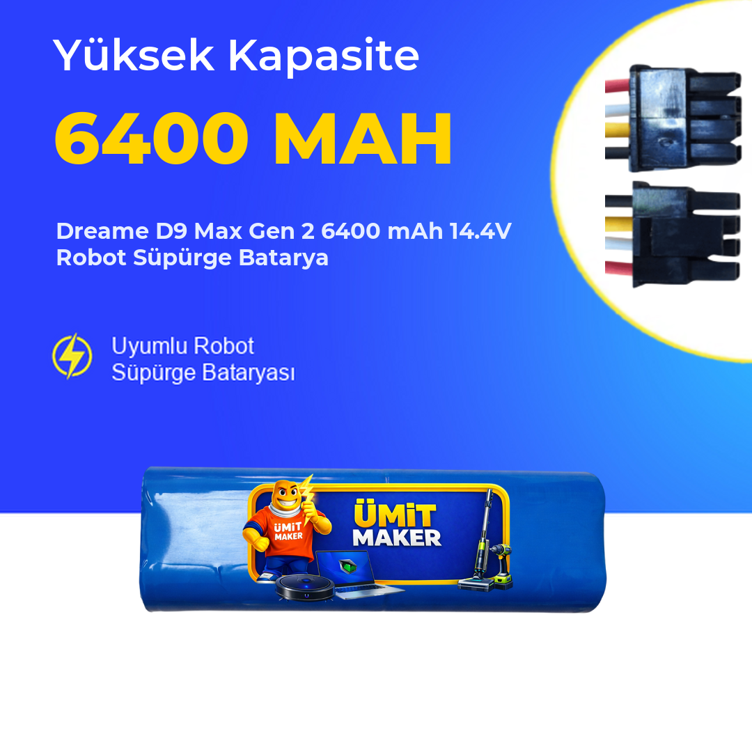 Dreame D9 Max Gen 2 6400 mAh 14.4V Robot Süpürge Batarya
