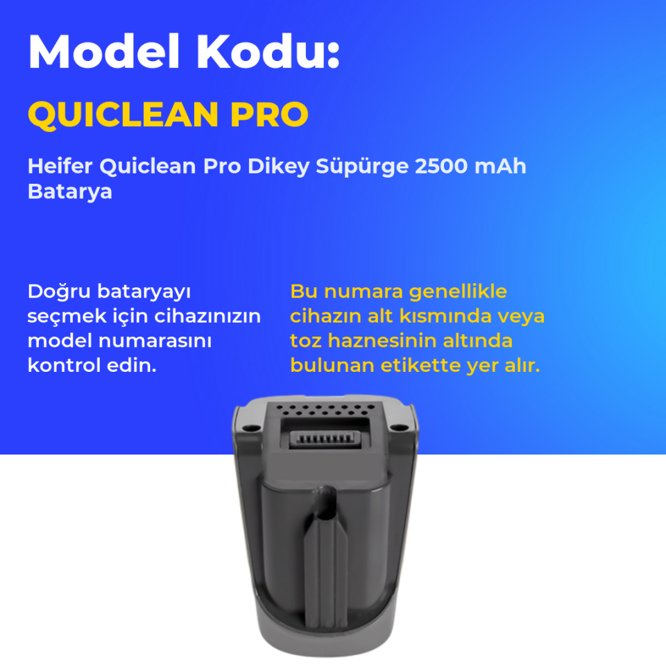 Heifer Quiclean Pro Dikey Süpürge 2500 mAh Batarya