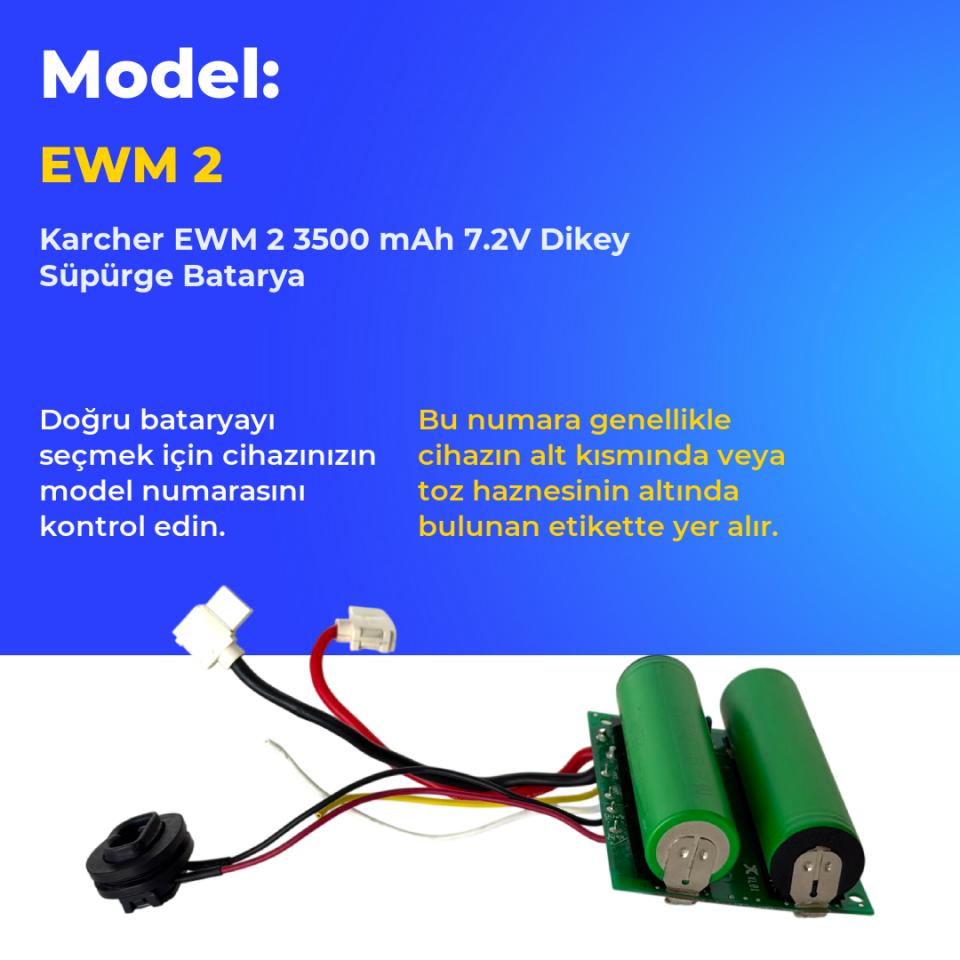 Karcher EWM 2 3500 mAh 7.2V Dikey Süpürge Batarya