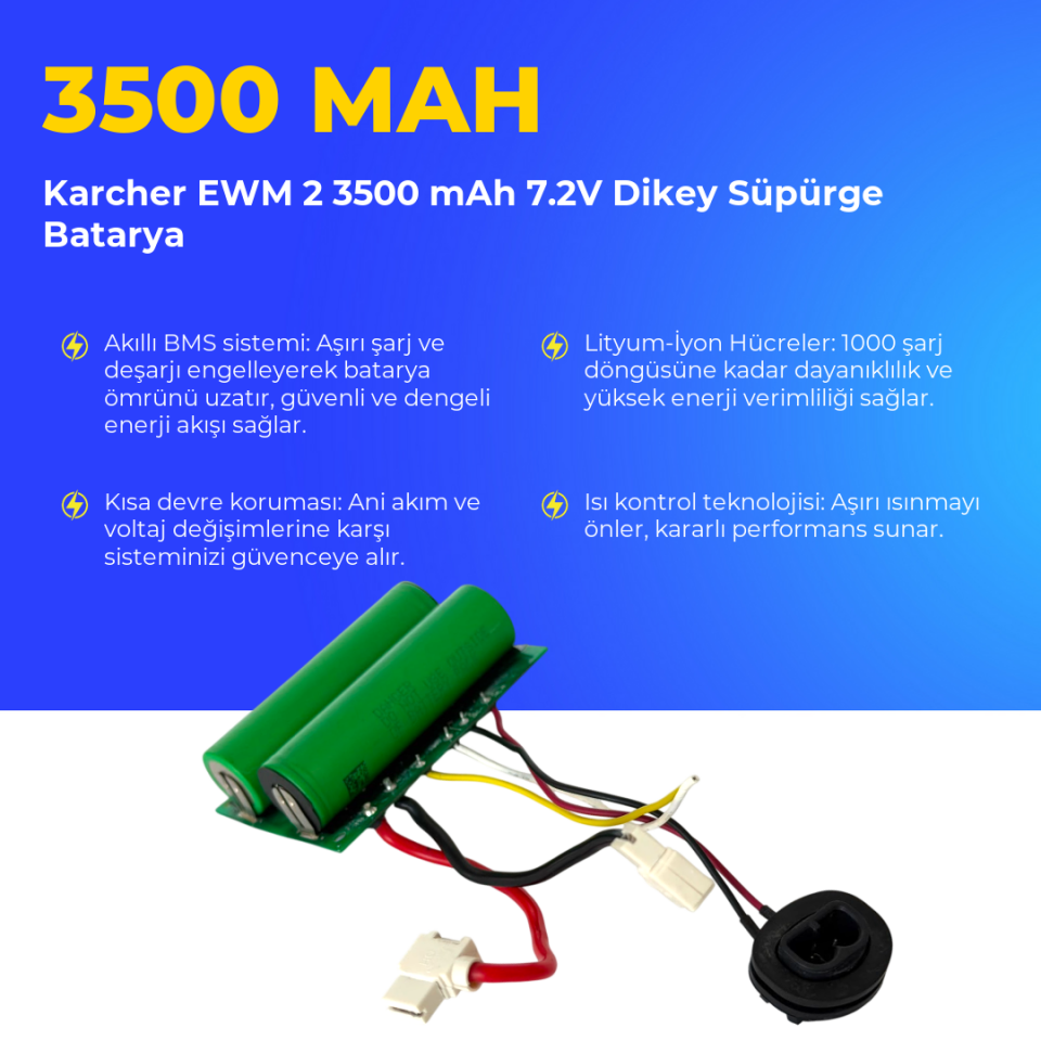 Karcher EWM 2 3500 mAh 7.2V Dikey Süpürge Batarya