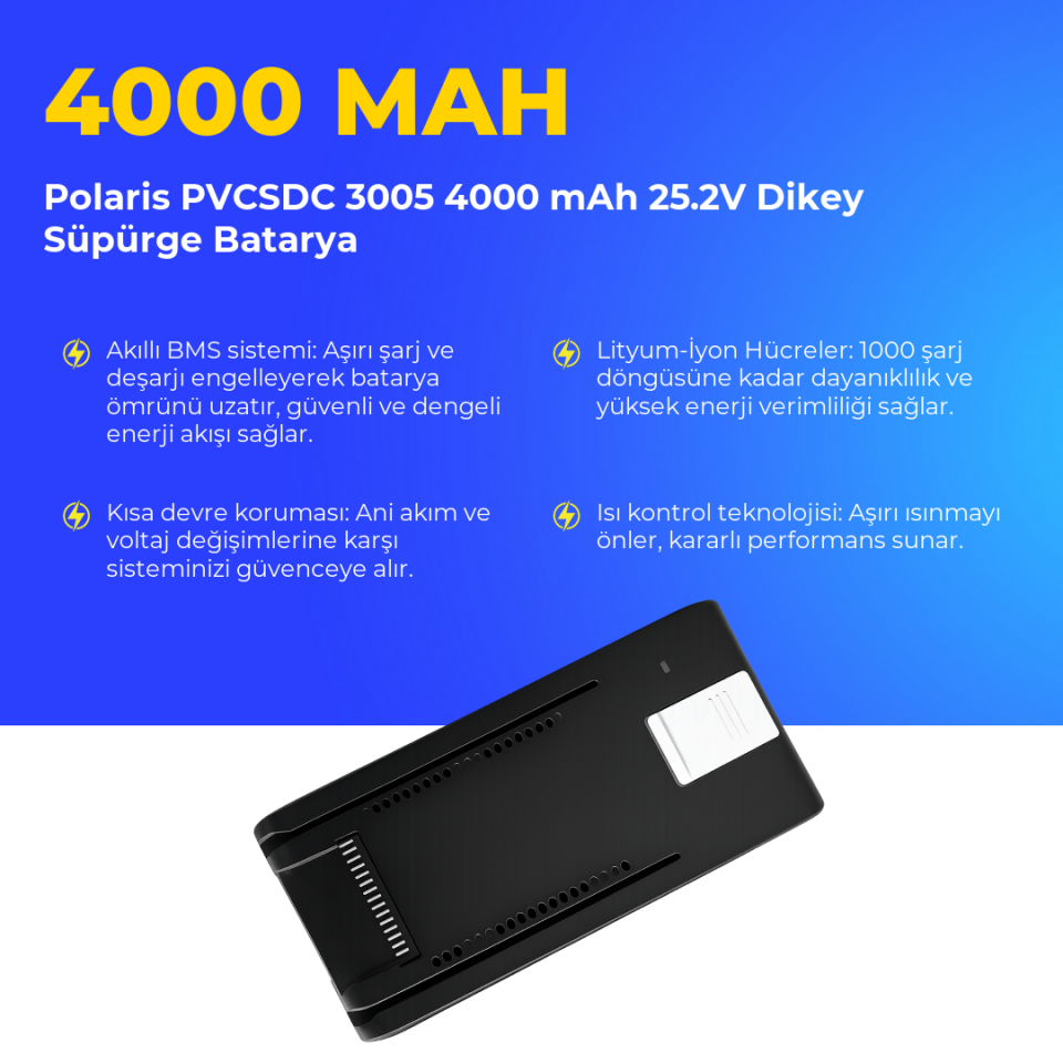 Polaris PVCSDC 3005 4000 mAh 25.2V Dikey Süpürge Batarya