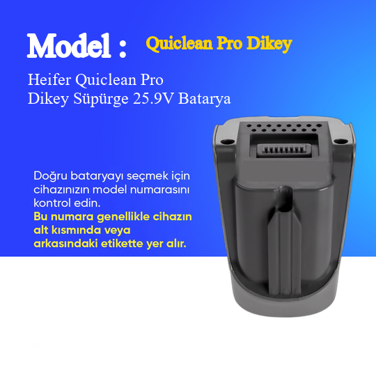 Heifer Quiclean Pro Dikey Süpürge 3000 mAh Batarya