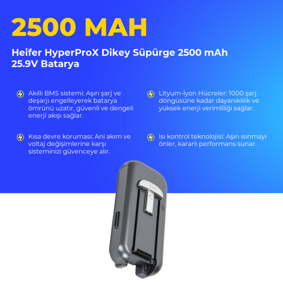 Heifer HyperProX Dikey Süpürge 2500 mAh Batarya