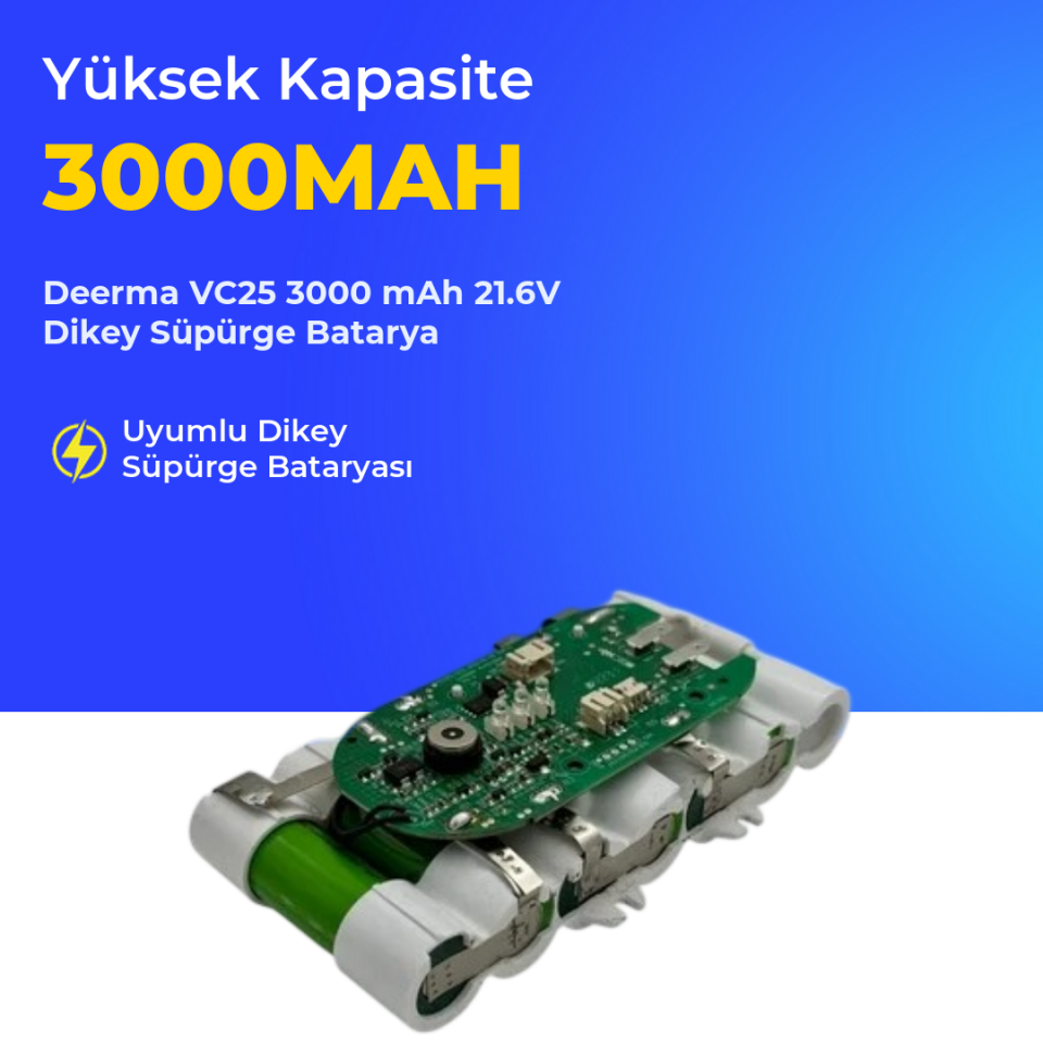 Deerma VC25 3000 mAh 21.6V Dikey Süpürge Batarya