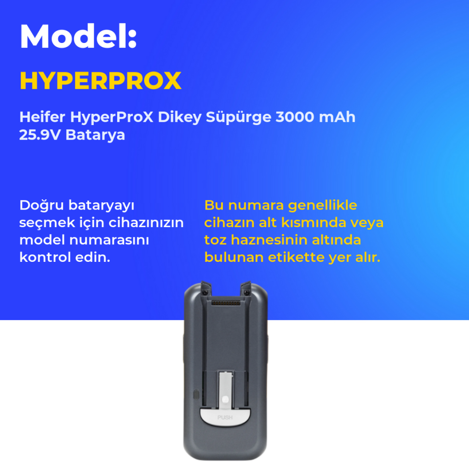 Heifer HyperProX Dikey Süpürge 3000 mAh Batarya