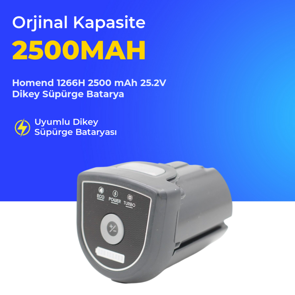 Homend 1266H 2500 mAh 25.2V Dikey Süpürge Batarya