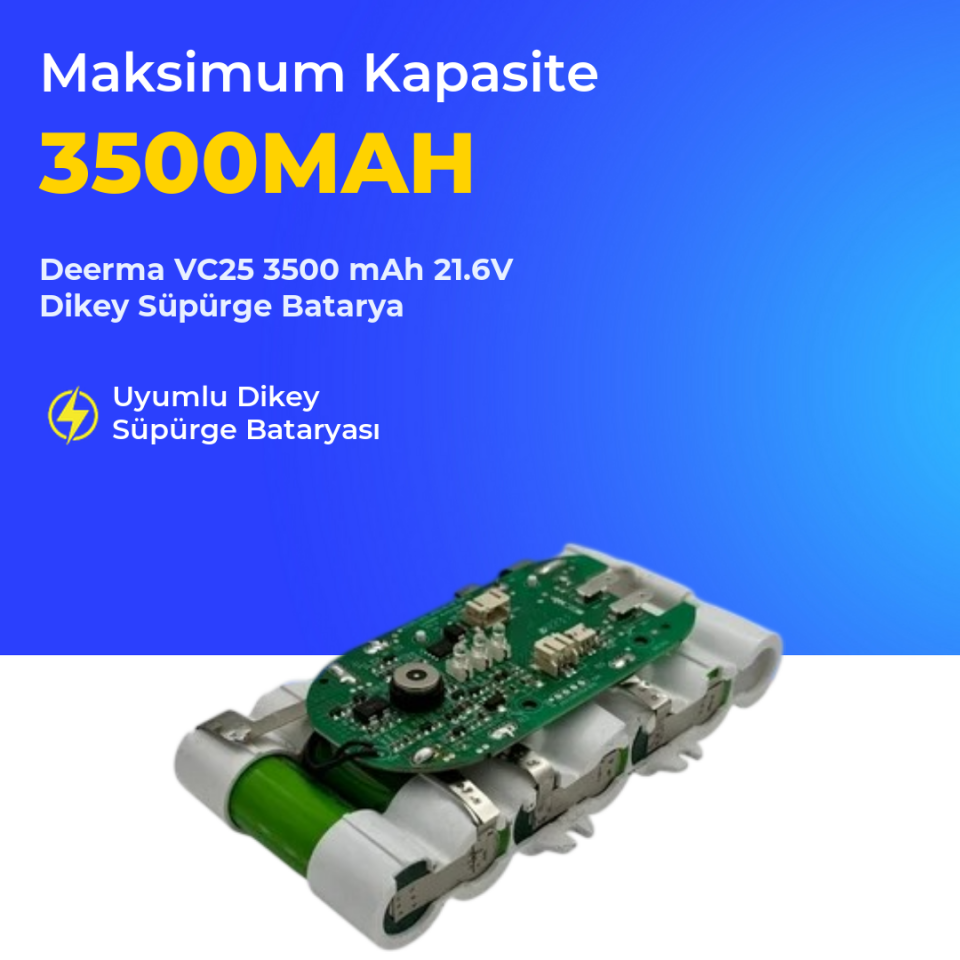 Deerma VC25 3500 mAh 21.6V Dikey Süpürge Batarya
