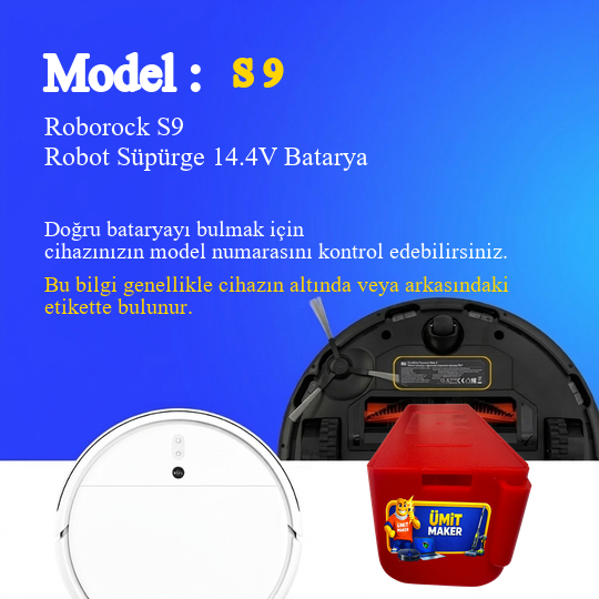 Roborock S9 Robot Süpürge 7000 mAh 14.4V Batarya
