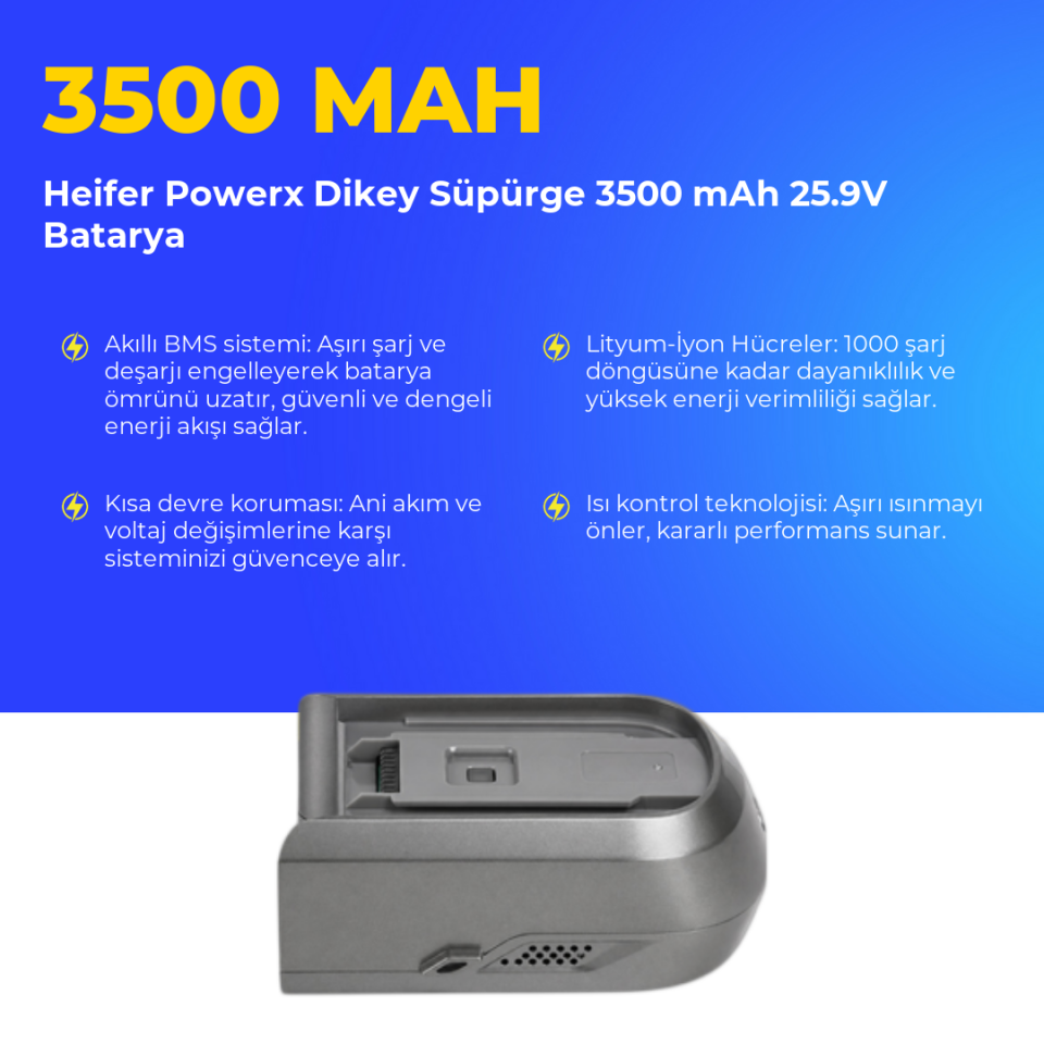 Heifer Powerx Dikey Süpürge 3500 mAh Batarya