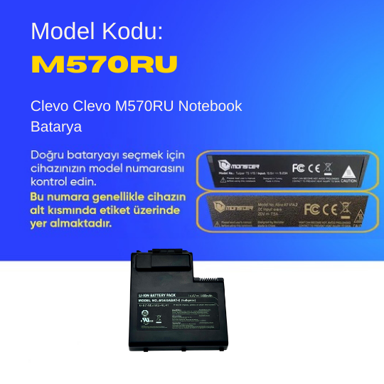 Clevo Clevo M570RU Notebook Batarya Pil – Yüksek Performanslı, Uzun Ömürlü, Uyumlu Güç Kaynağı