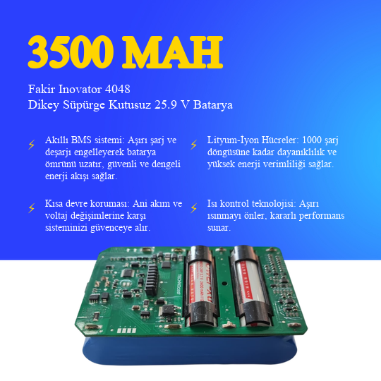 Fakir Inovator 4048 Dikey Süpürge Kutusuz 3500 mAh Batarya