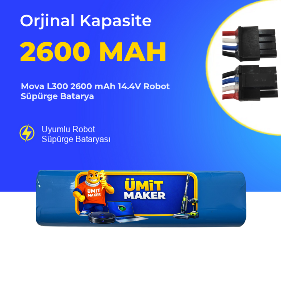 Mova L300 2600 mAh 14.4V Robot Süpürge Batarya