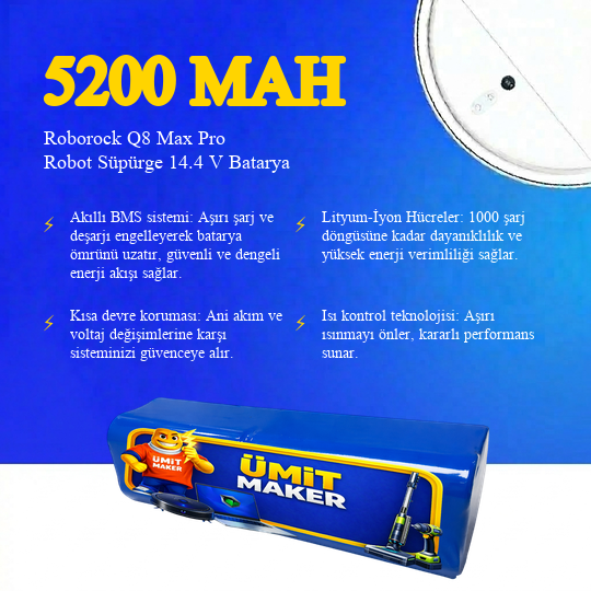 Roborock Q8 Max Pro Robot Süpürge 5200 mAh Batarya
