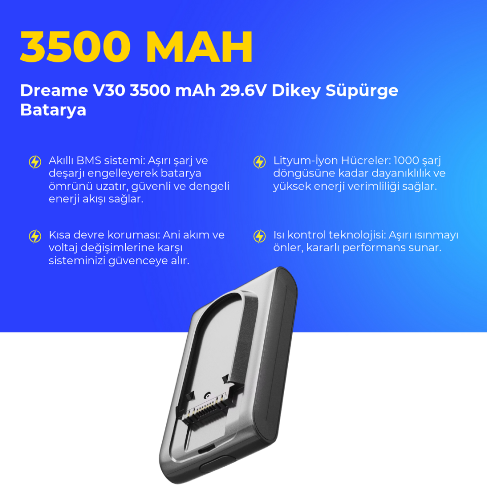 Dreame V30 3500 mAh 29.6V Dikey Süpürge Batarya