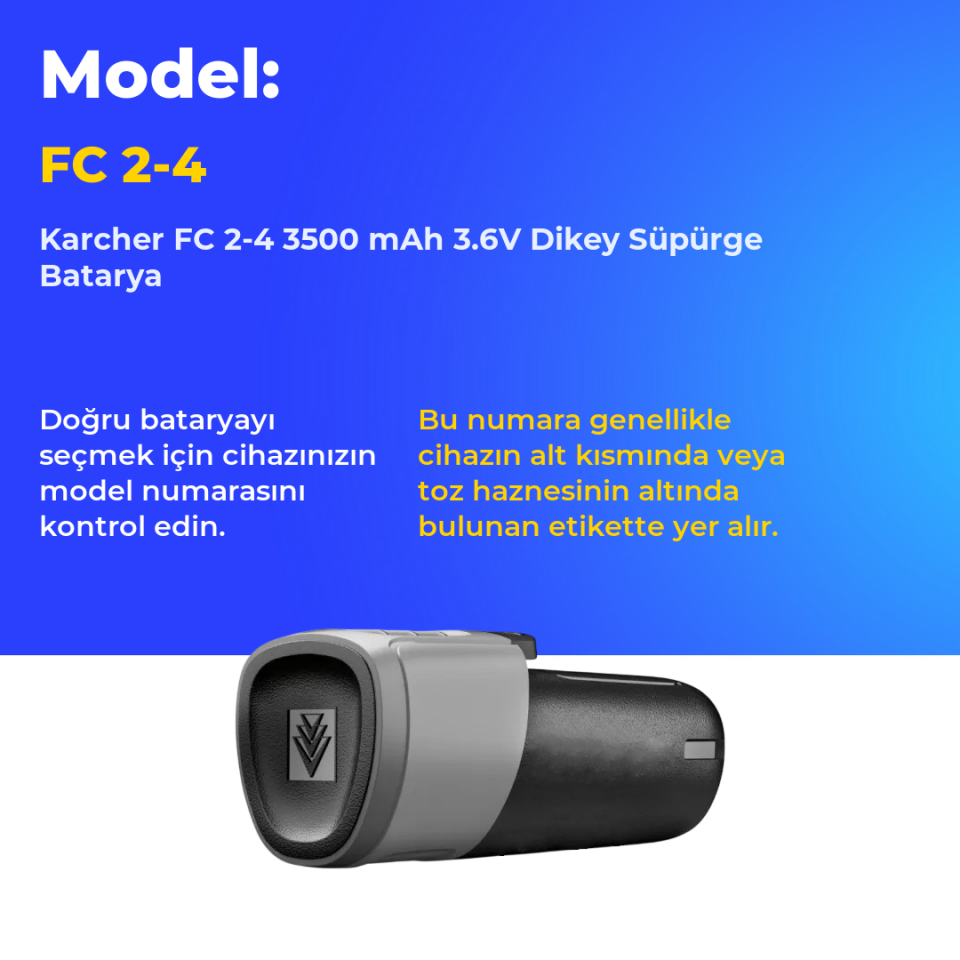 Karcher FC 2-4 3500 mAh 3.6V Dikey Süpürge Batarya