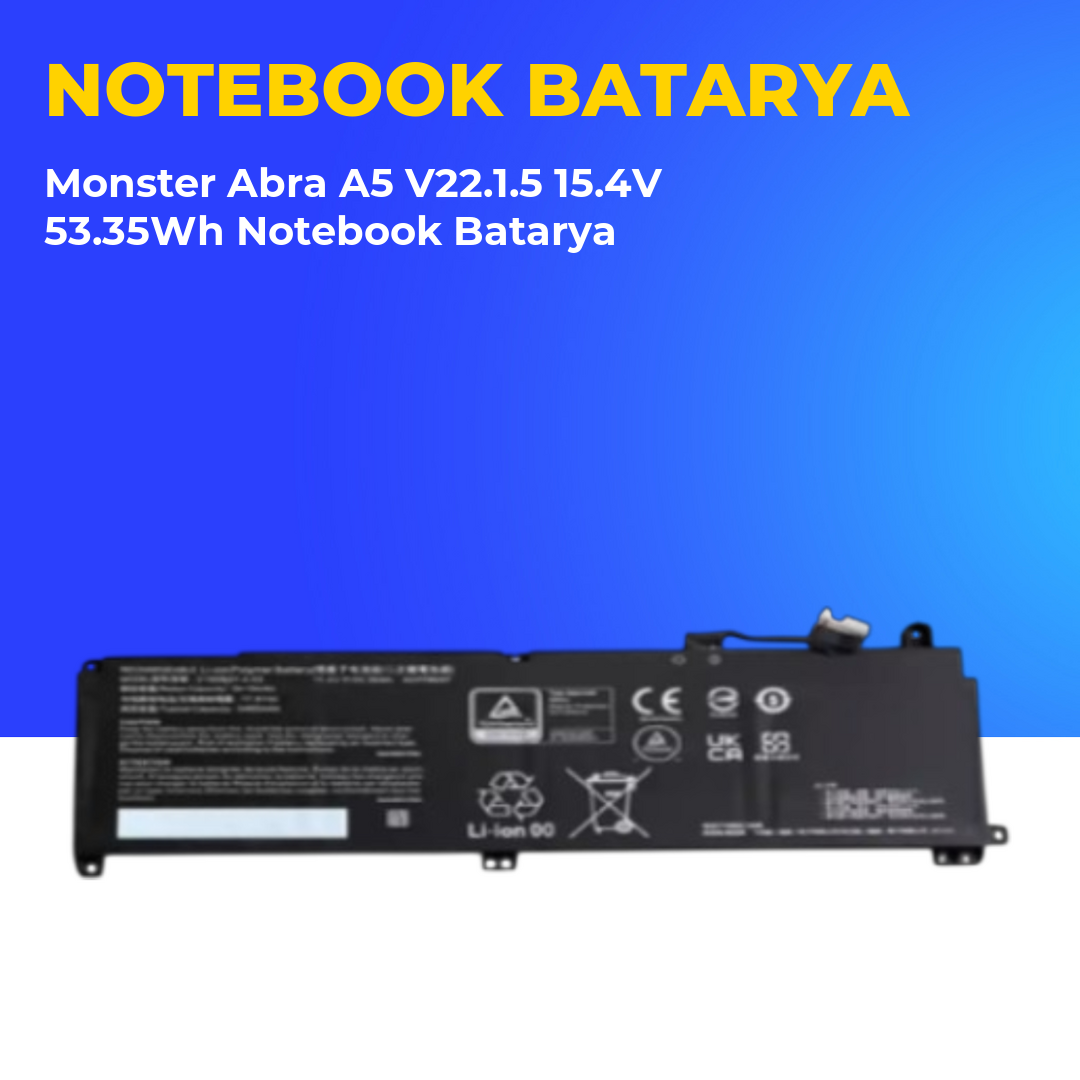 Monster Abra A5 V22.1.5 15.4V 53.35Wh Notebook Batarya