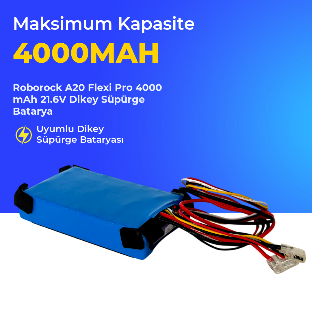 Roborock A20 Flexi Pro 4000 mAh 21.6V Dikey Süpürge Batarya